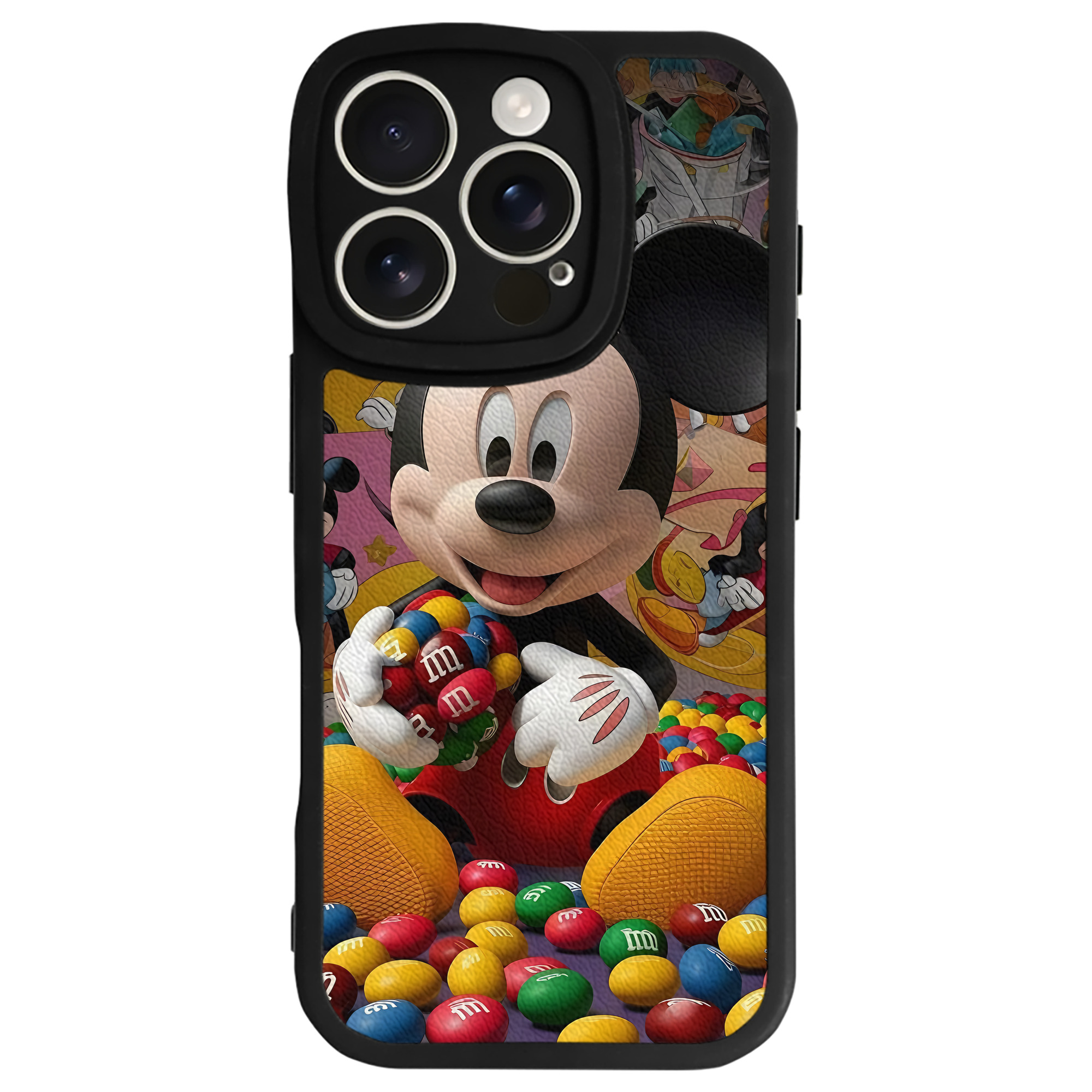 （画像用） ミッキーマウス Mickey Mouse 【iPhone 16シリーズ対応】シリコンスマホケース（レザー調） 材質：シリコン